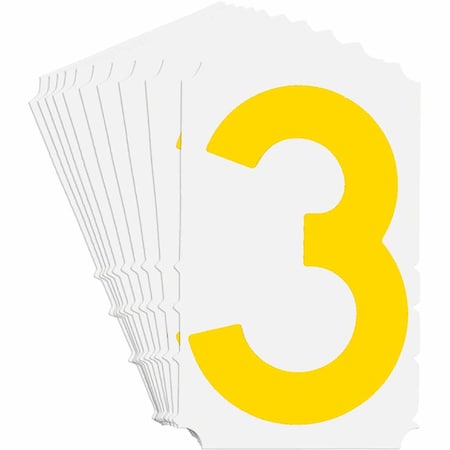 Brady Quik-Align 5150 Series Polyester 4 in Lbl Legend: 3 Yellow 10PK 5150P-3